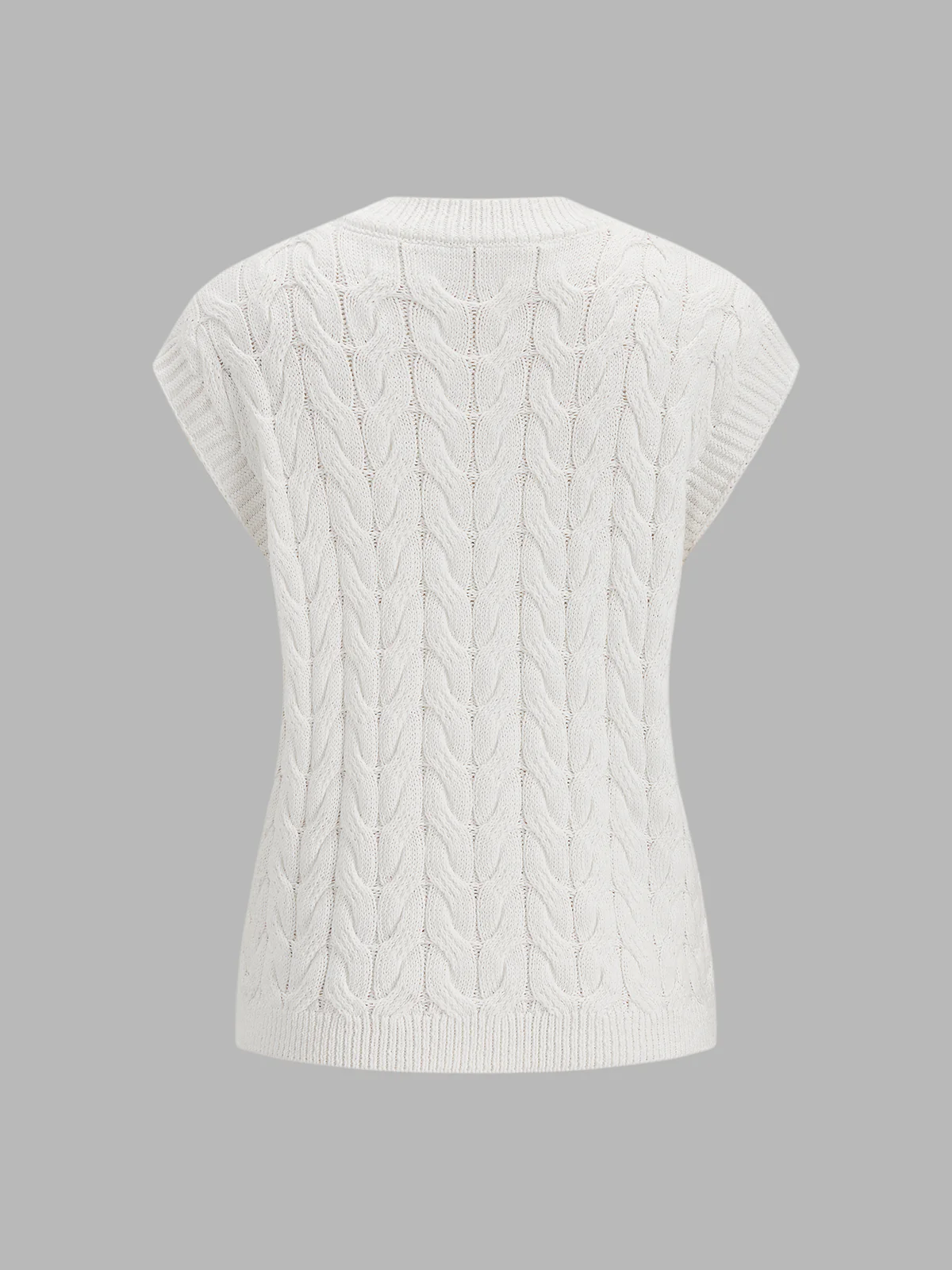 Sleeveless Metal Detail Cable Knit Top - Image 3
