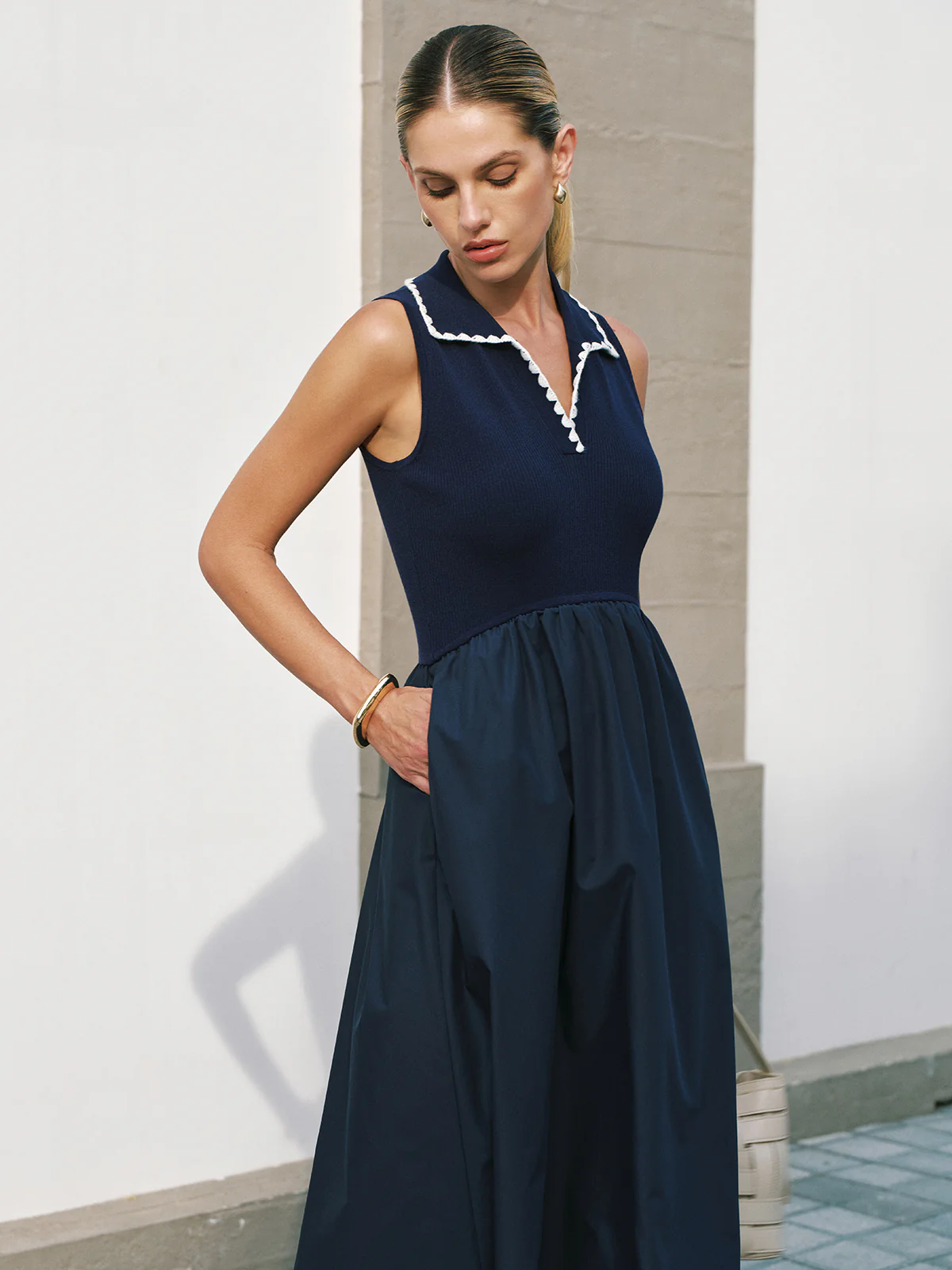 Sleeveless Collared Pocketed Maxi Dress - Image 5