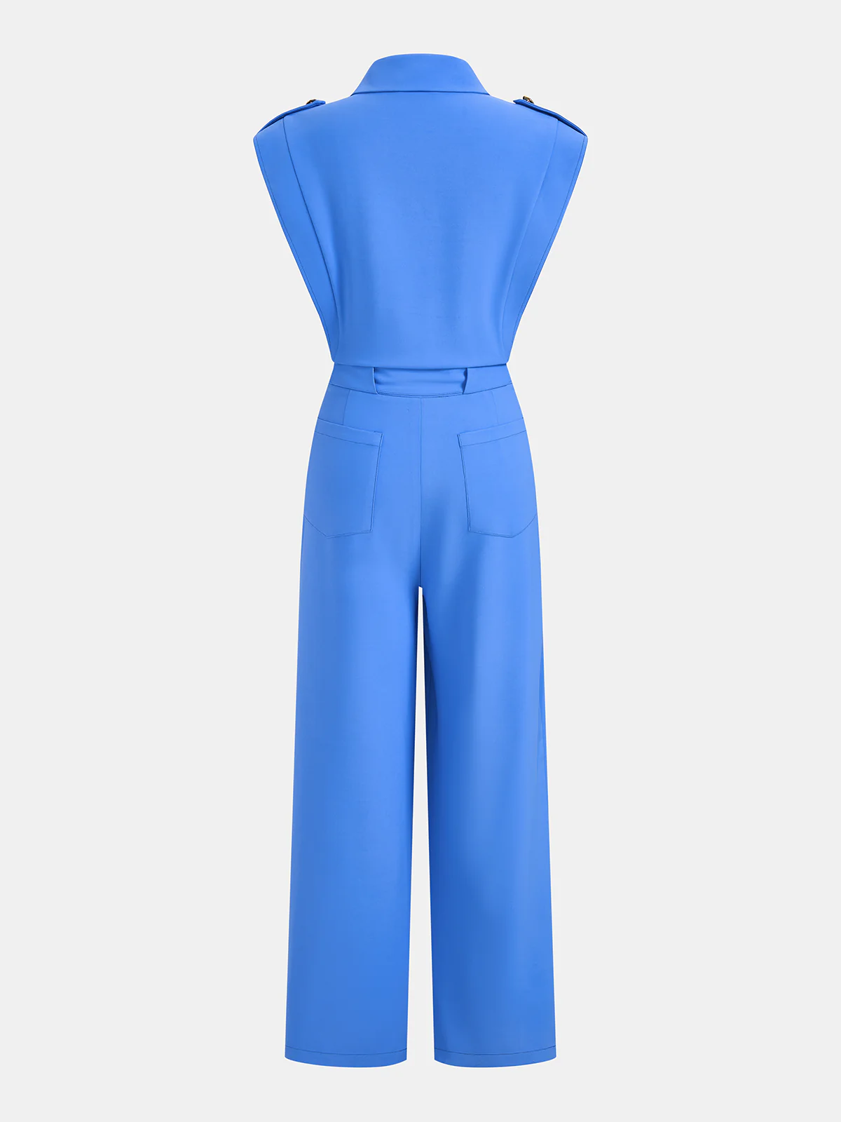 Sleeveless Collared Tie Waist Wide-Leg Jumpsuit - Image 2