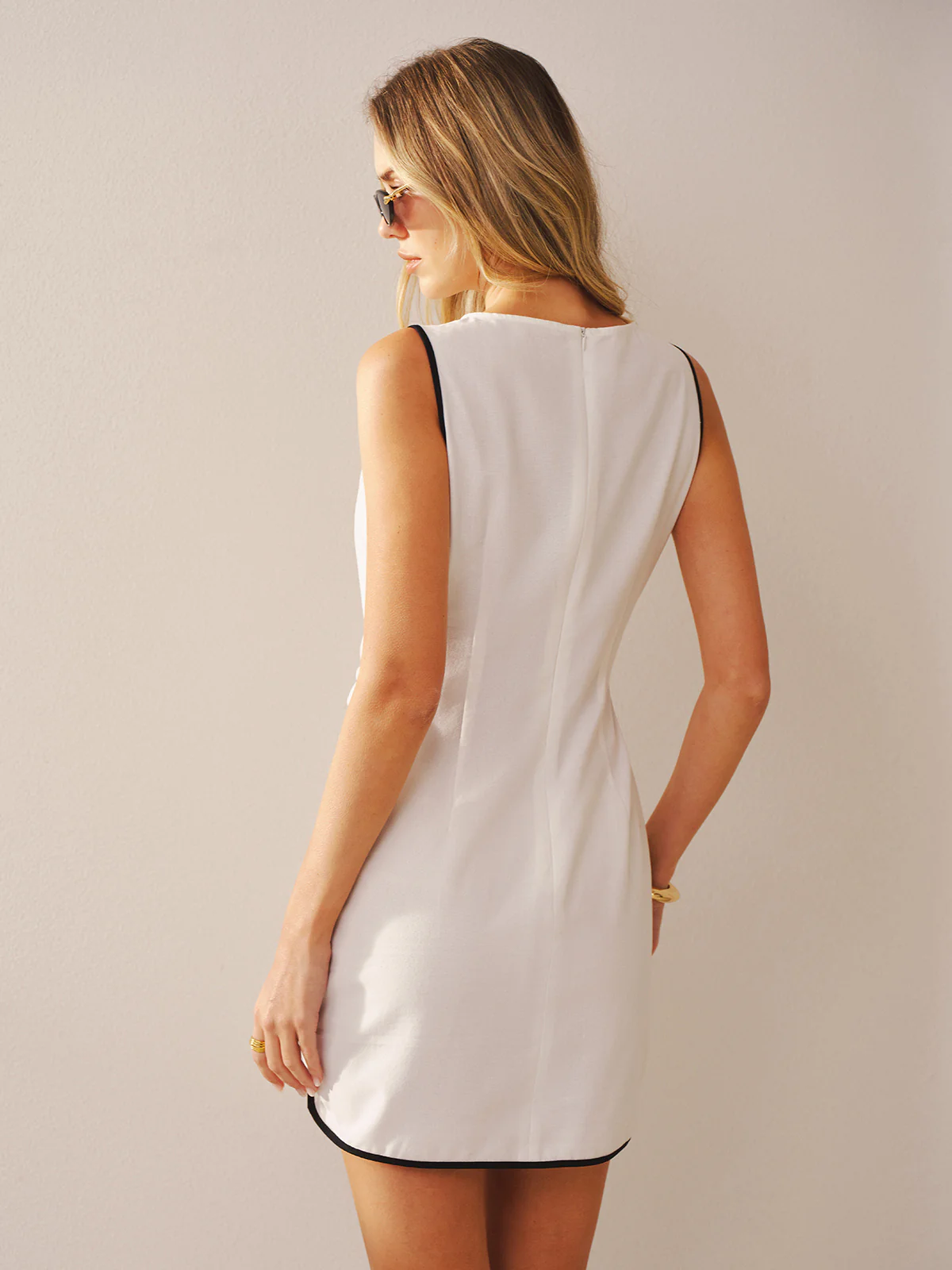 Sleeveless Cotton-Linen Knot-Waist Mini Dress - Image 6