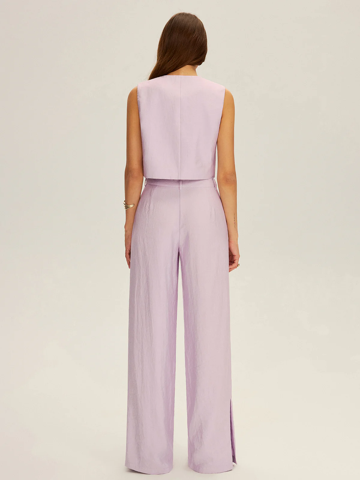 Sleeveless Crop Vest and Wide-Leg Pants Set - Image 3