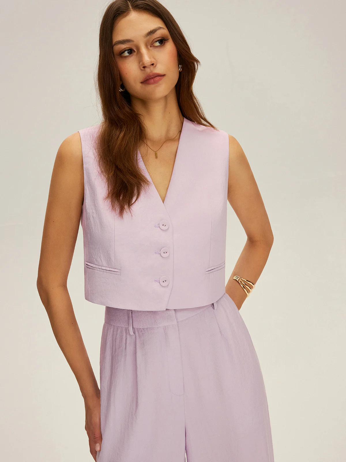 Sleeveless Crop Vest and Wide-Leg Pants Set - Image 6