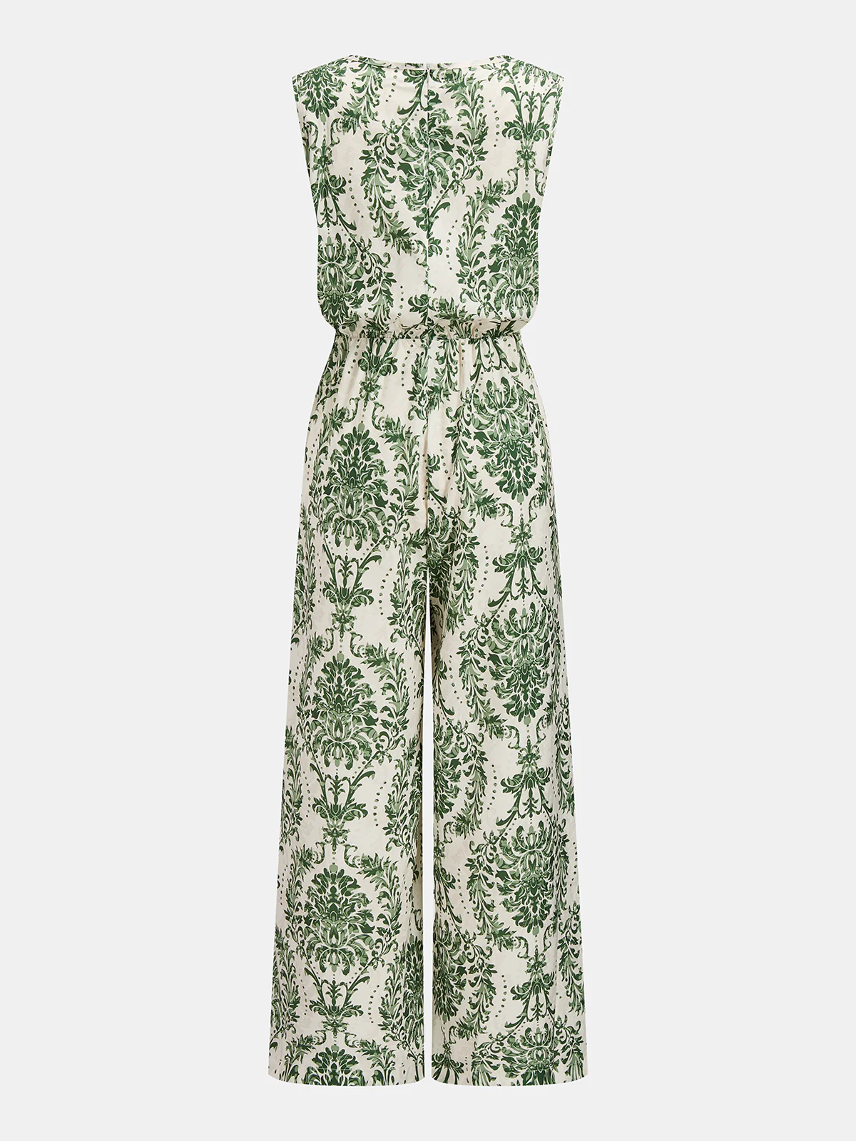 Sleeveless Damask Print Wide Leg Jumpsuit - Image 2
