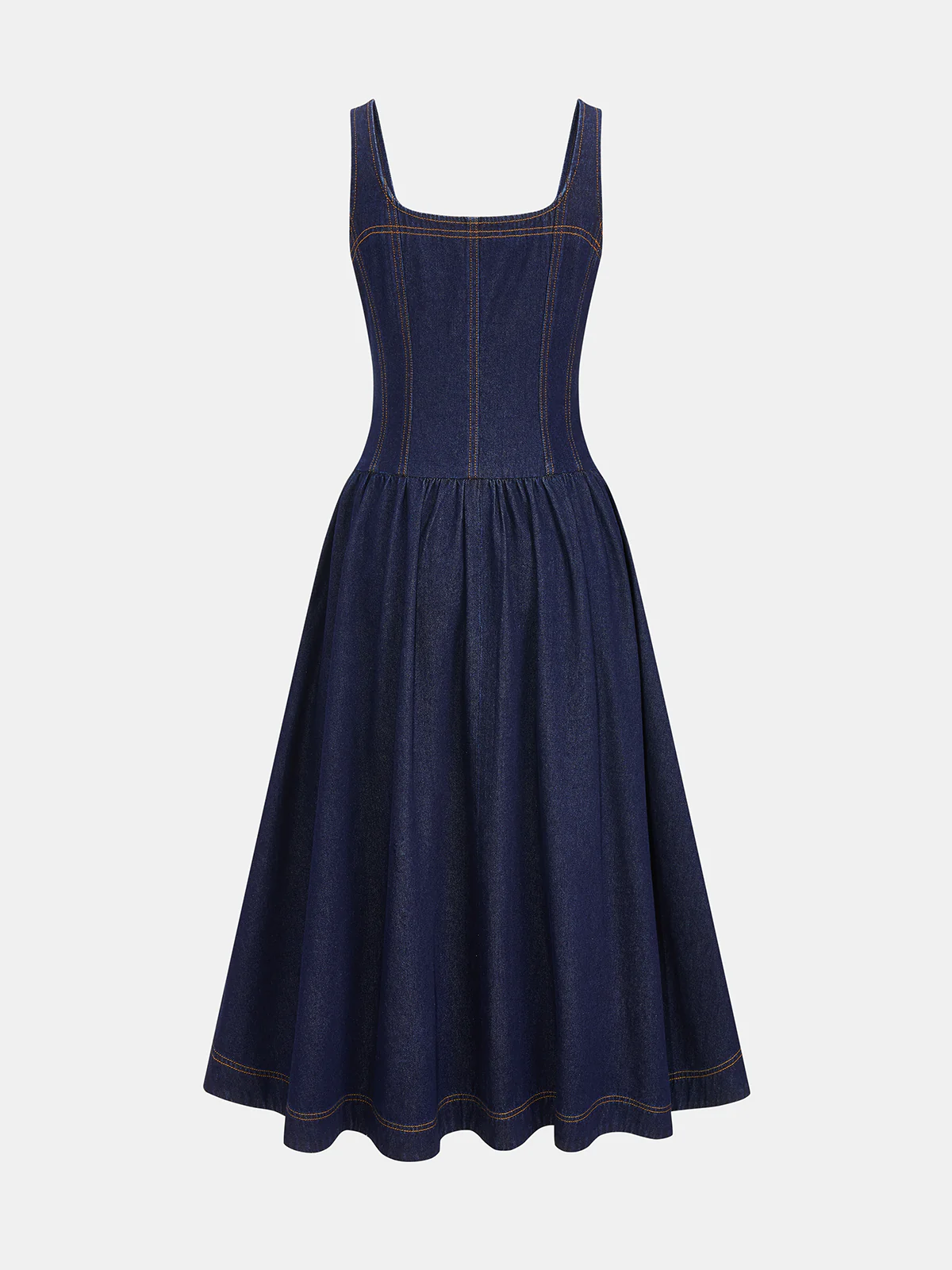 Sleeveless Denim Flare Maxi Dress - Image 2