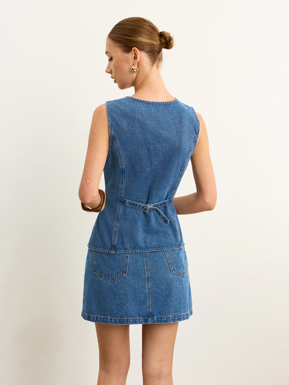 Sleeveless Denim Skirt Set - Image 4