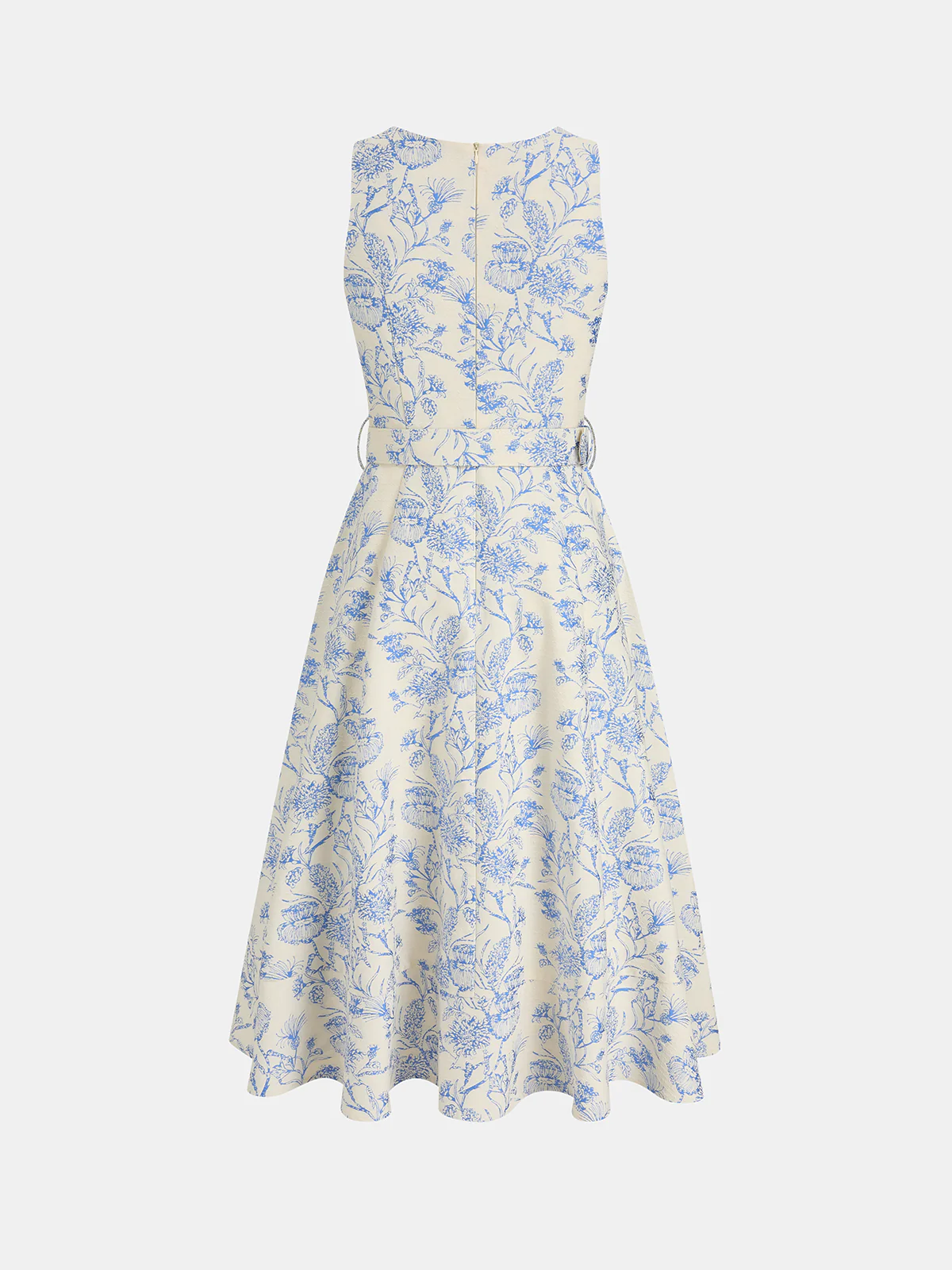 Sleeveless Floral Belted Asymmetrical Dress - Image 2