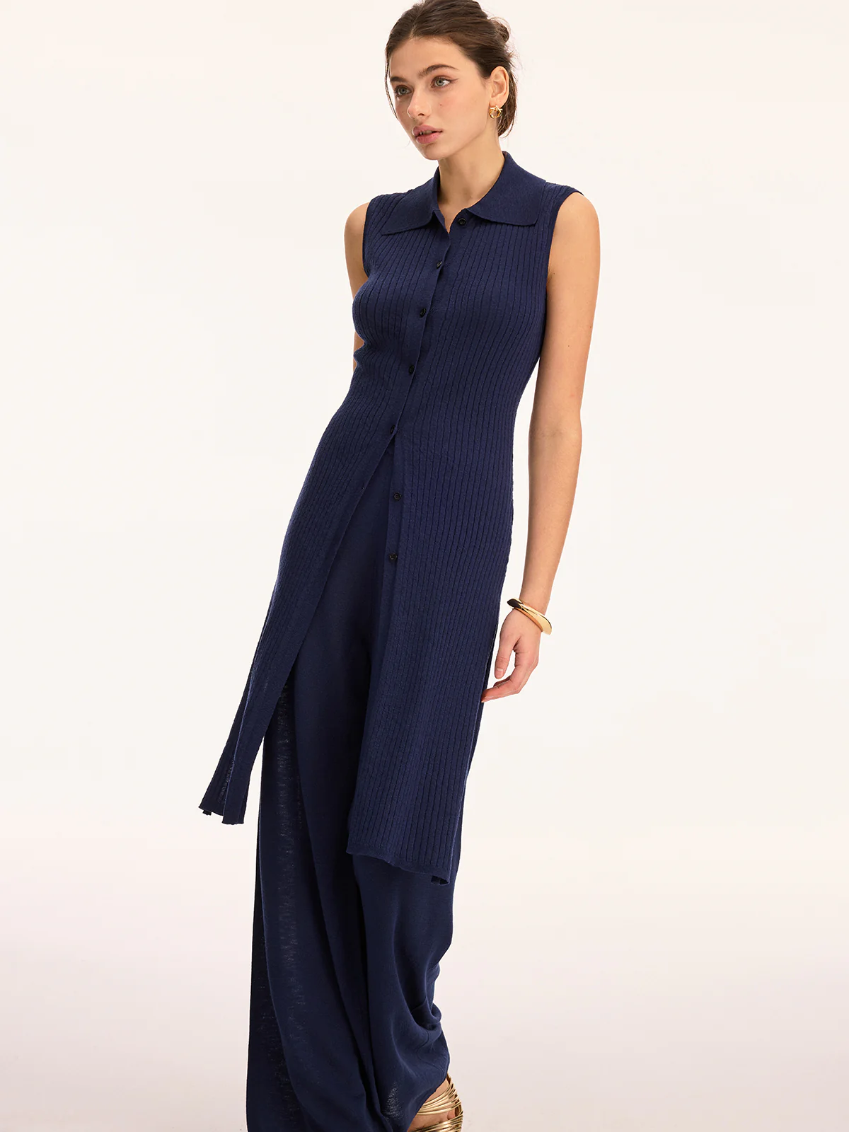 Sleeveless Knit Tunic Top & Pants Set - Image 3