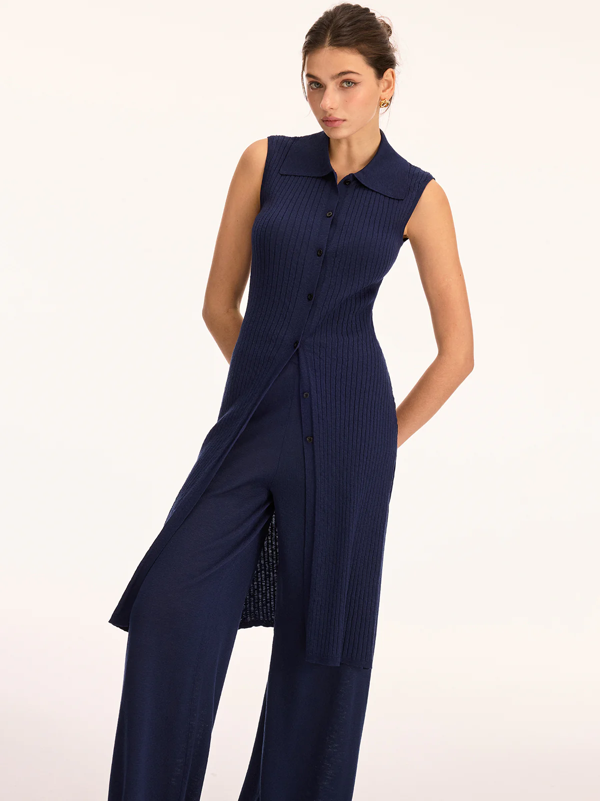 Sleeveless Knit Tunic Top & Pants Set - Image 4