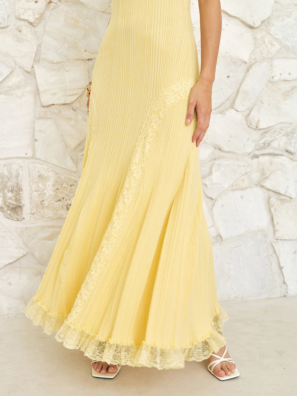 Sleeveless Lace Hem Knit Maxi Dress - Image 2