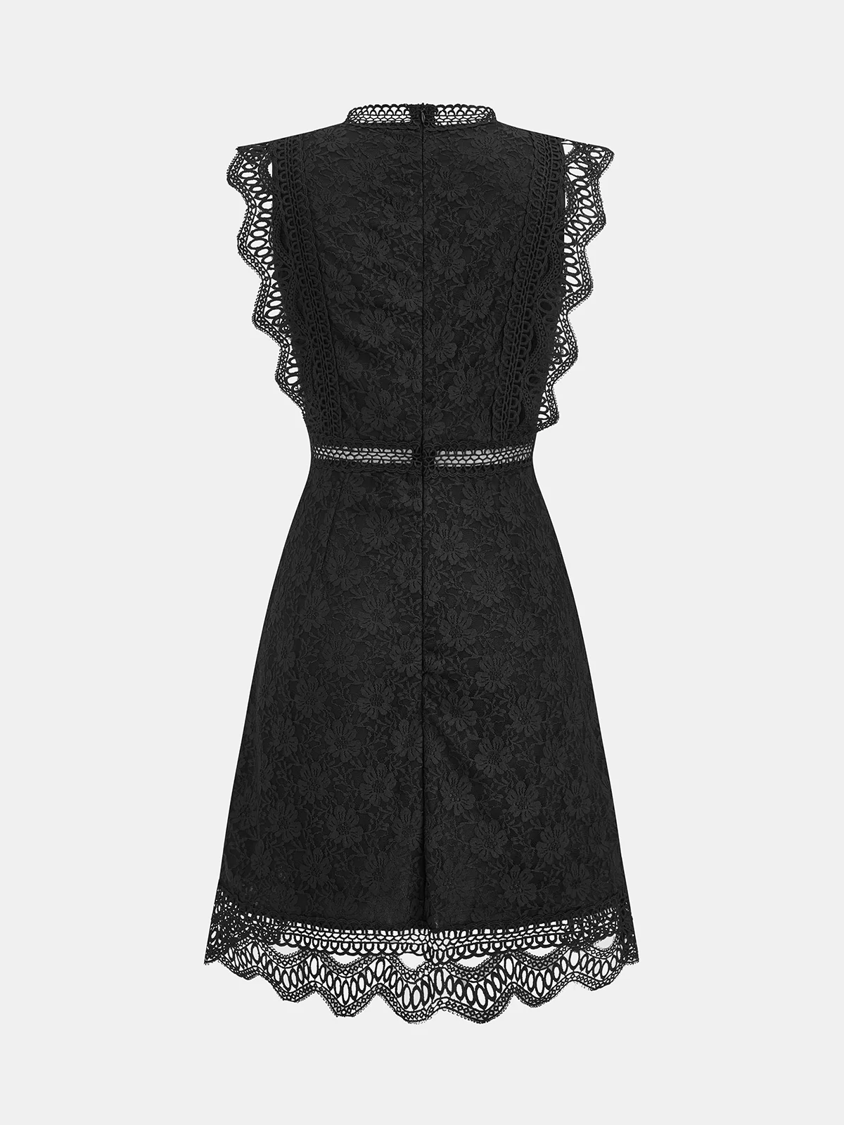 Sleeveless Lace Scalloped A-Line Dress - Image 2