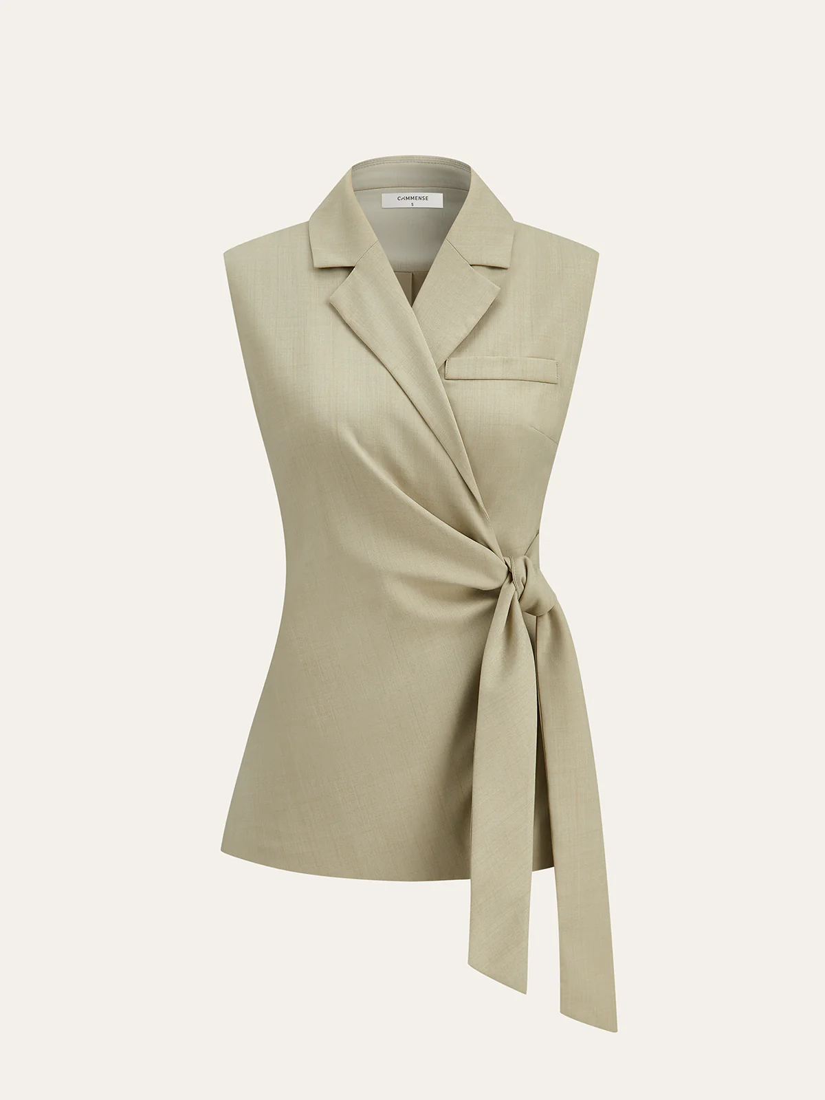 Sleeveless Lapel Tie-Waist Vest