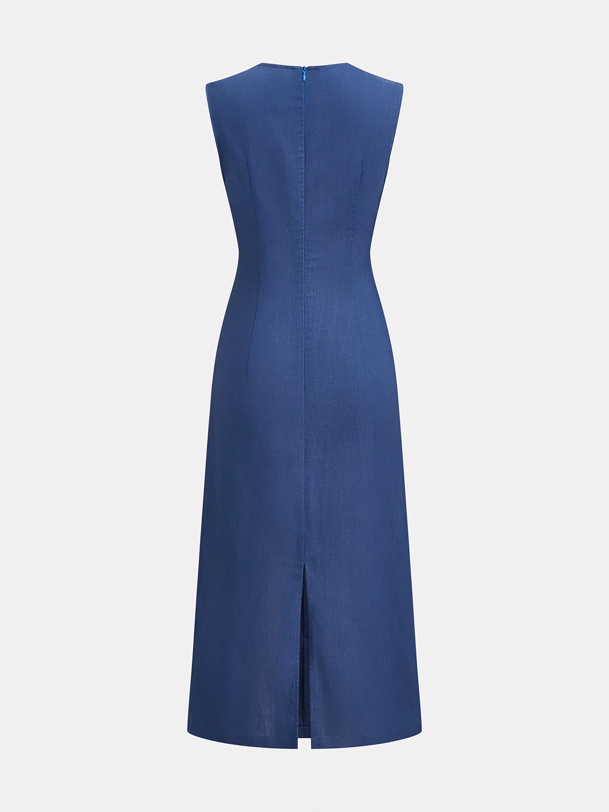 Sleeveless Metal Detail Linen Blend Midi Dress - Image 2