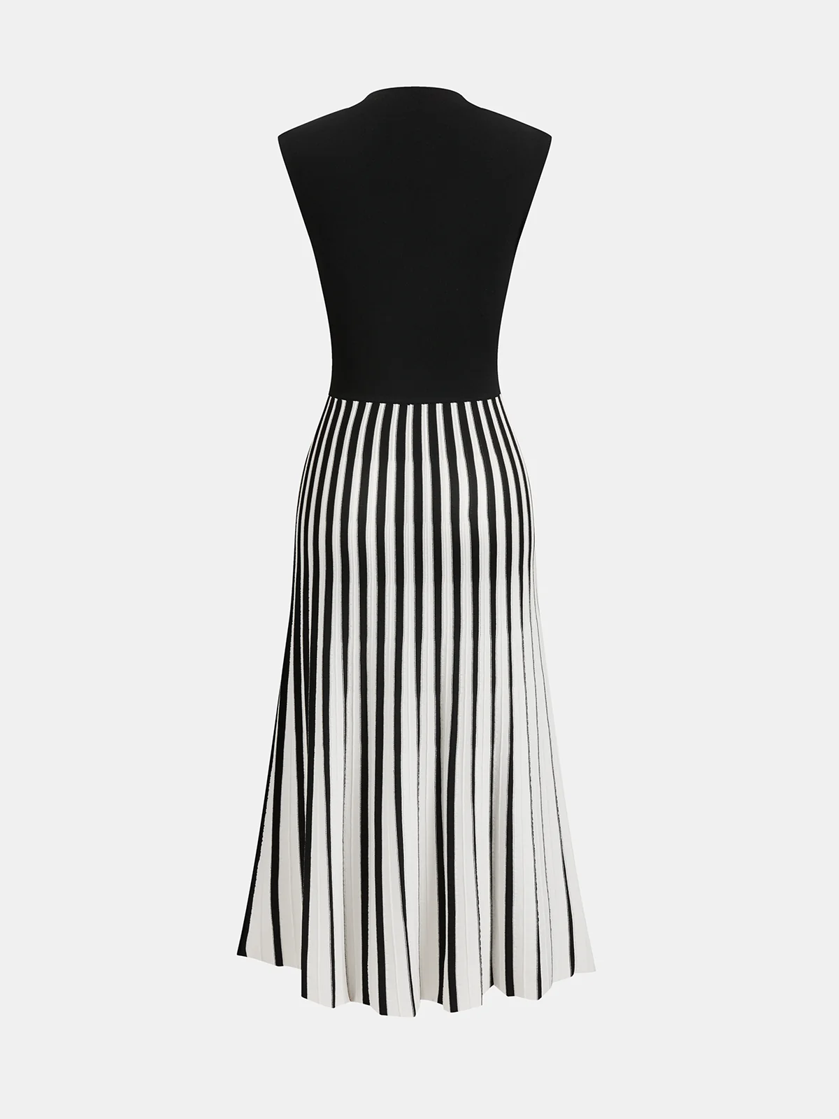 Sleeveless Mock Neck Striped Midi Dress - Image 2