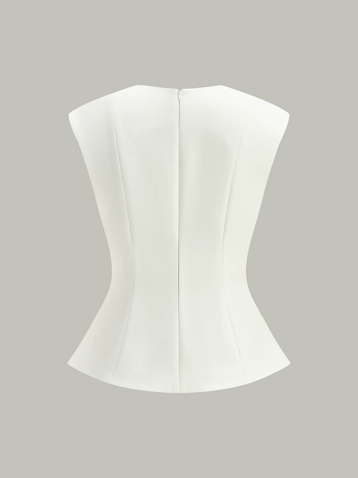 Sleeveless Peplum Top with Metal Buttons - Image 2