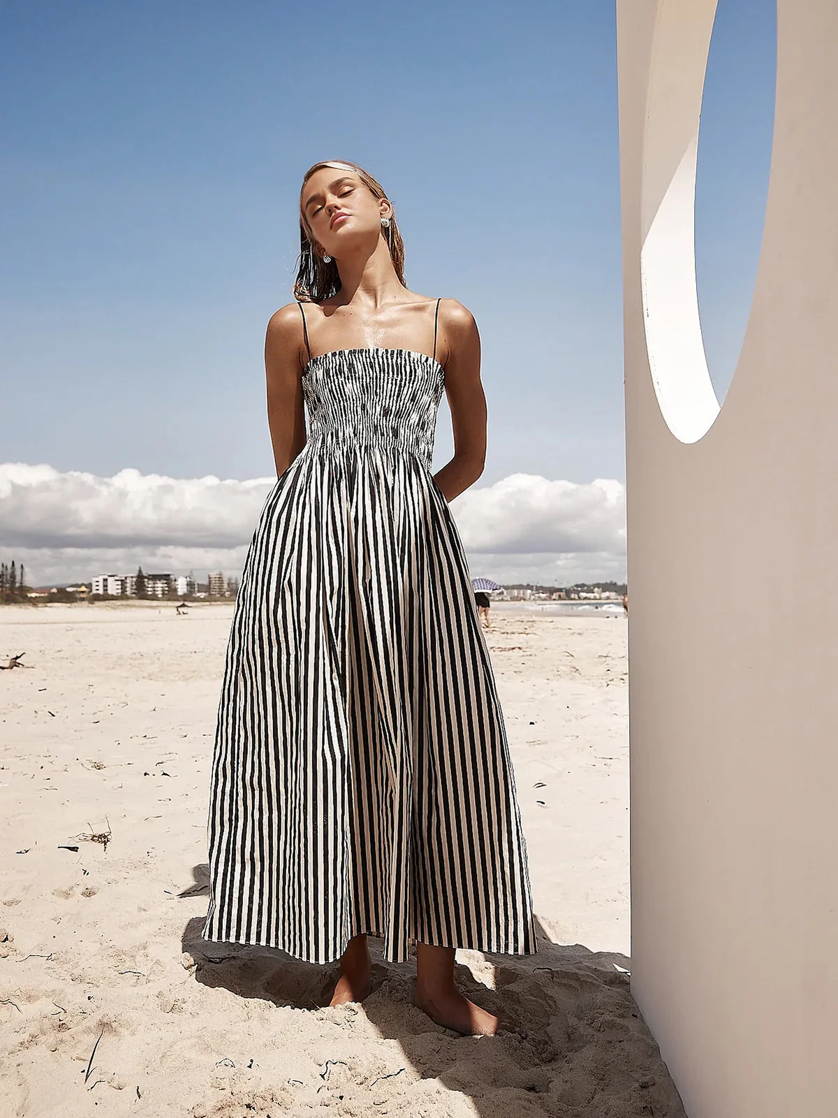 Sleeveless Pinstripe Long Dress - Image 4