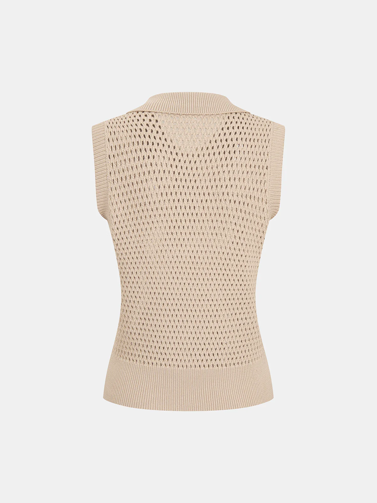 Sleeveless Polo Open Knit Top - Image 3