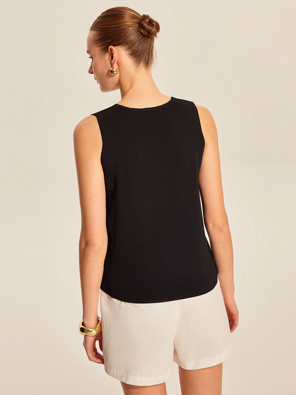 Sleeveless Ribbed Knit Button-Up Top - Image 6