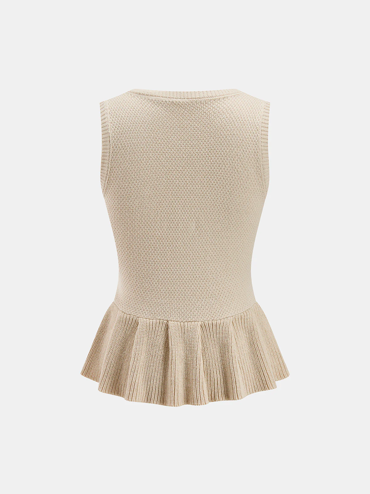 Sleeveless Ruffle Hem Knit Peplum Top - Image 2