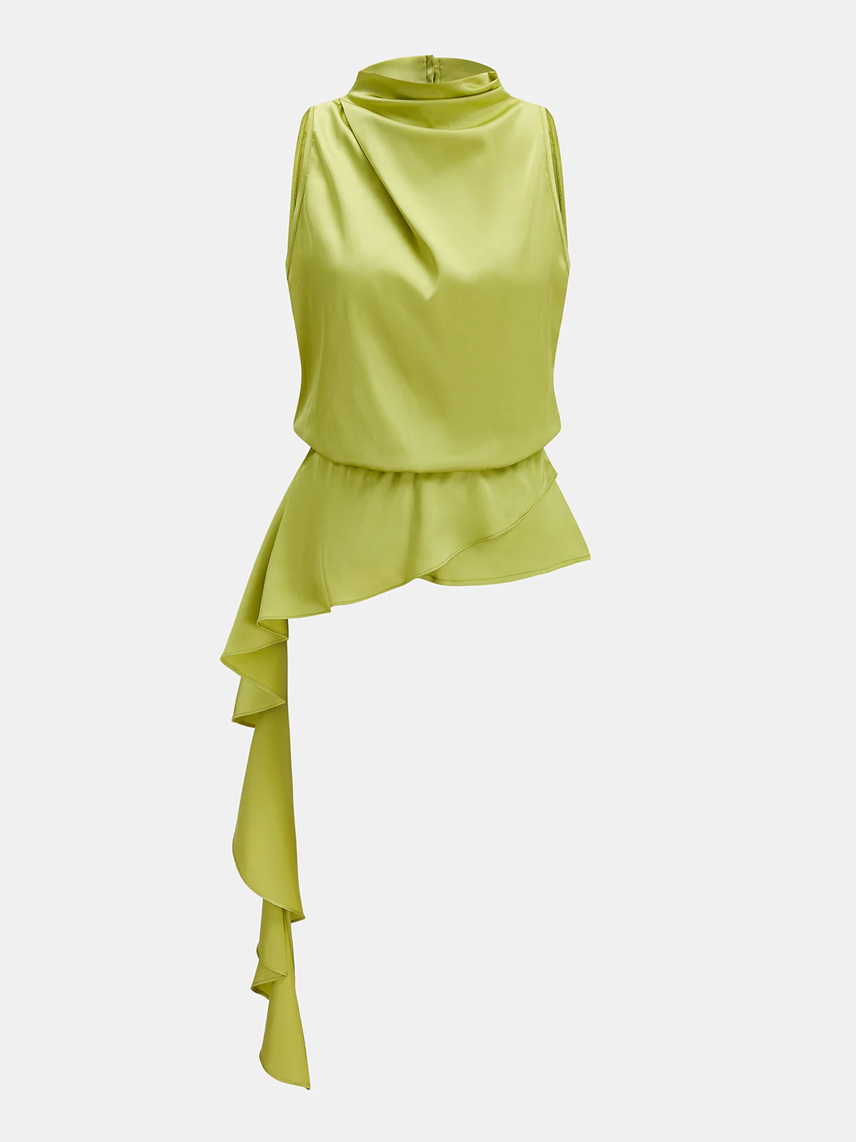 Sleeveless Satin Cowl Neck Peplum Blouse - Image 2