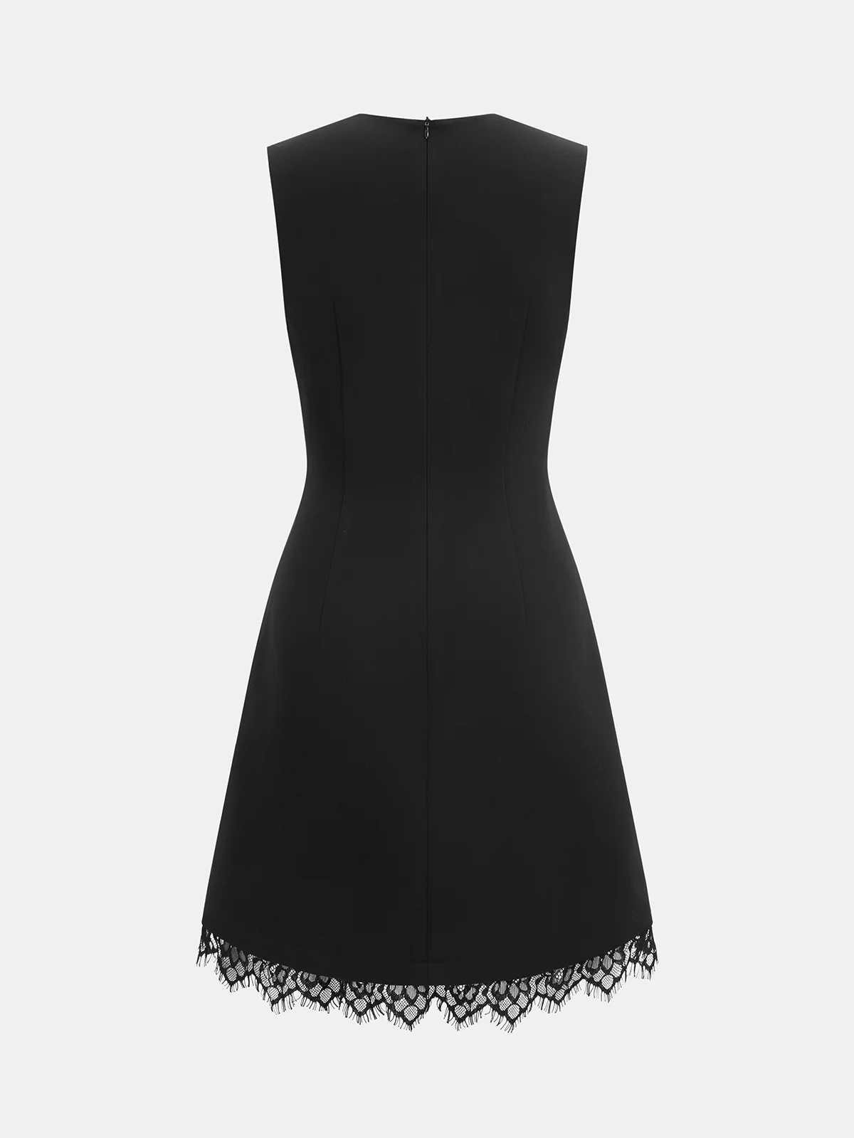Sleeveless Side Metal Detail Lace Trim Dress - Image 2
