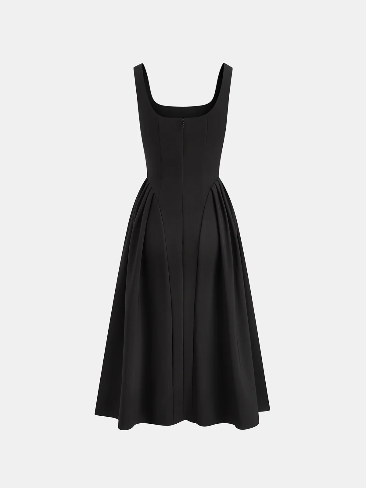 Sleeveless Square Neck Diamond Trim Flare Dress - Image 3