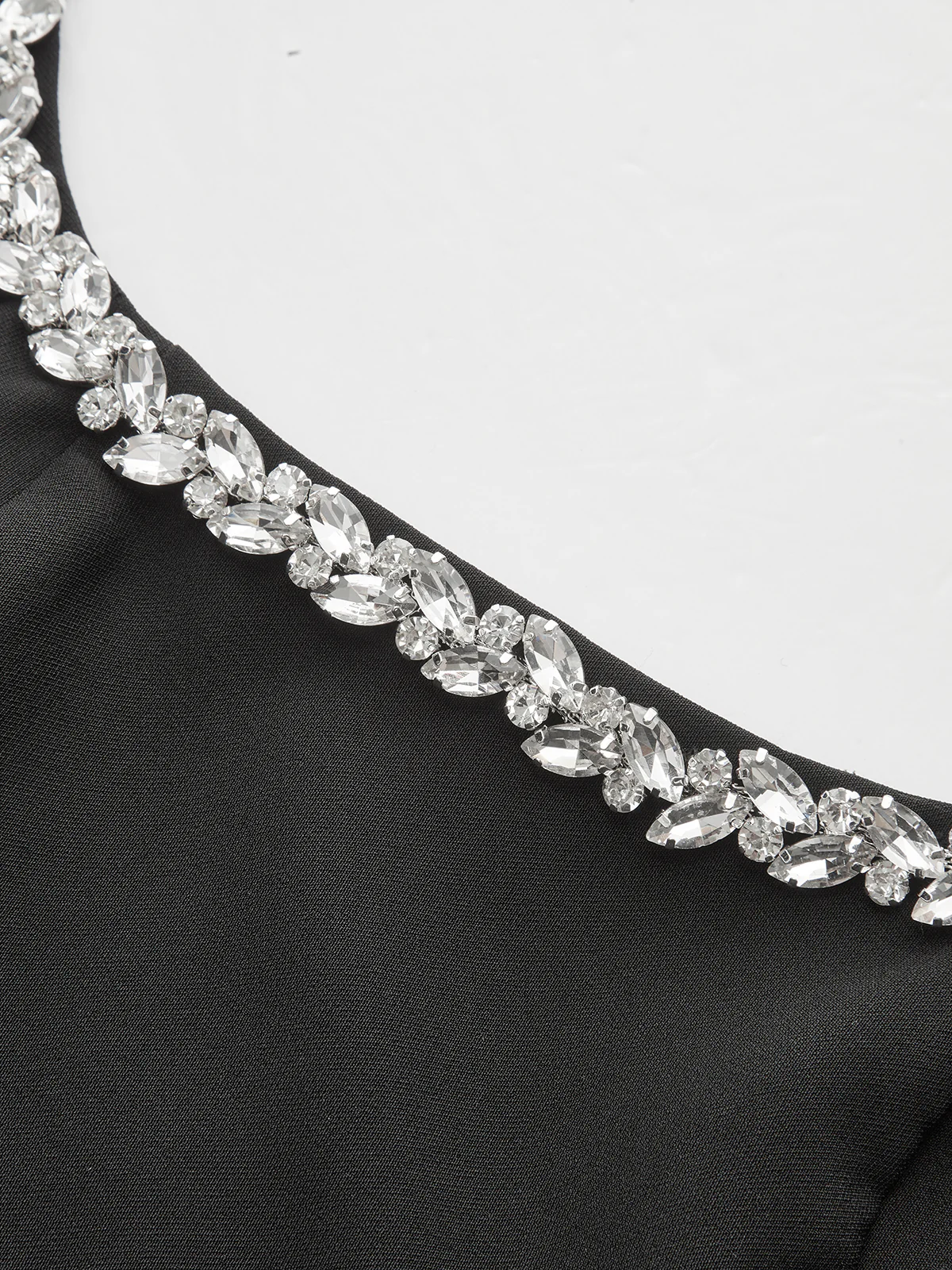 Sleeveless Square Neck Diamond Trim Flare Dress - Image 4