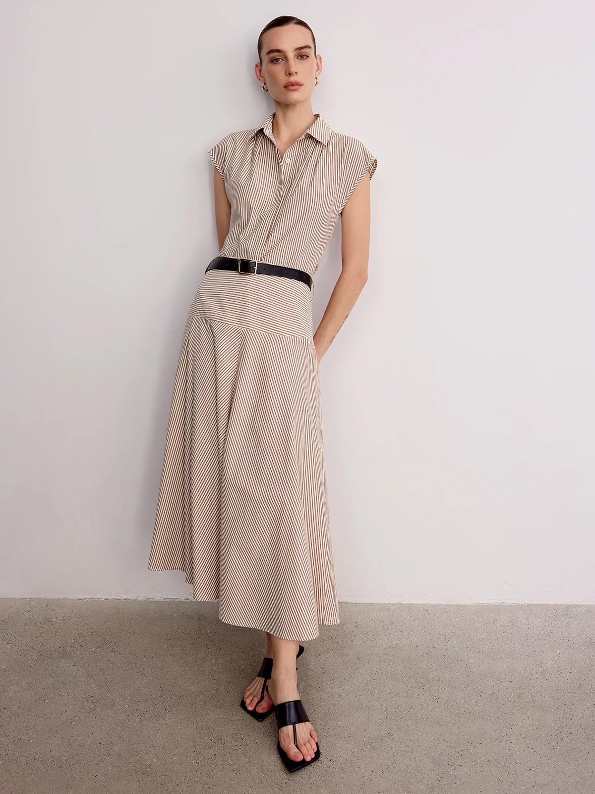 Sleeveless Striped Shirt & Maxi Skirt Set - Image 3