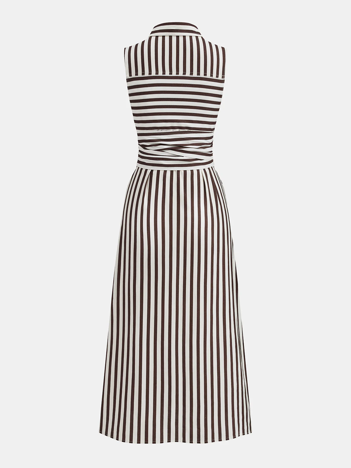 Sleeveless Striped Tie Waist Maxi Dress - Image 3