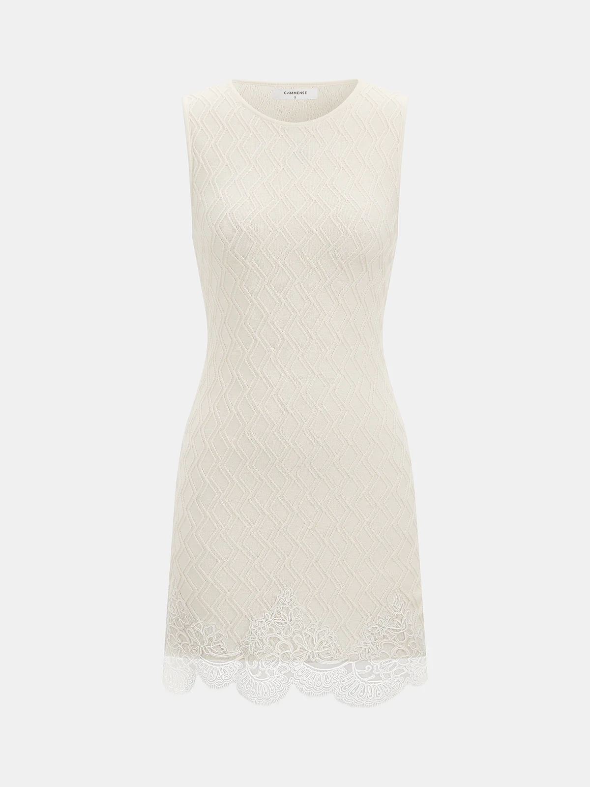 Sleeveless Textured Lace Trim Bodycon Mini Dress - Image 2