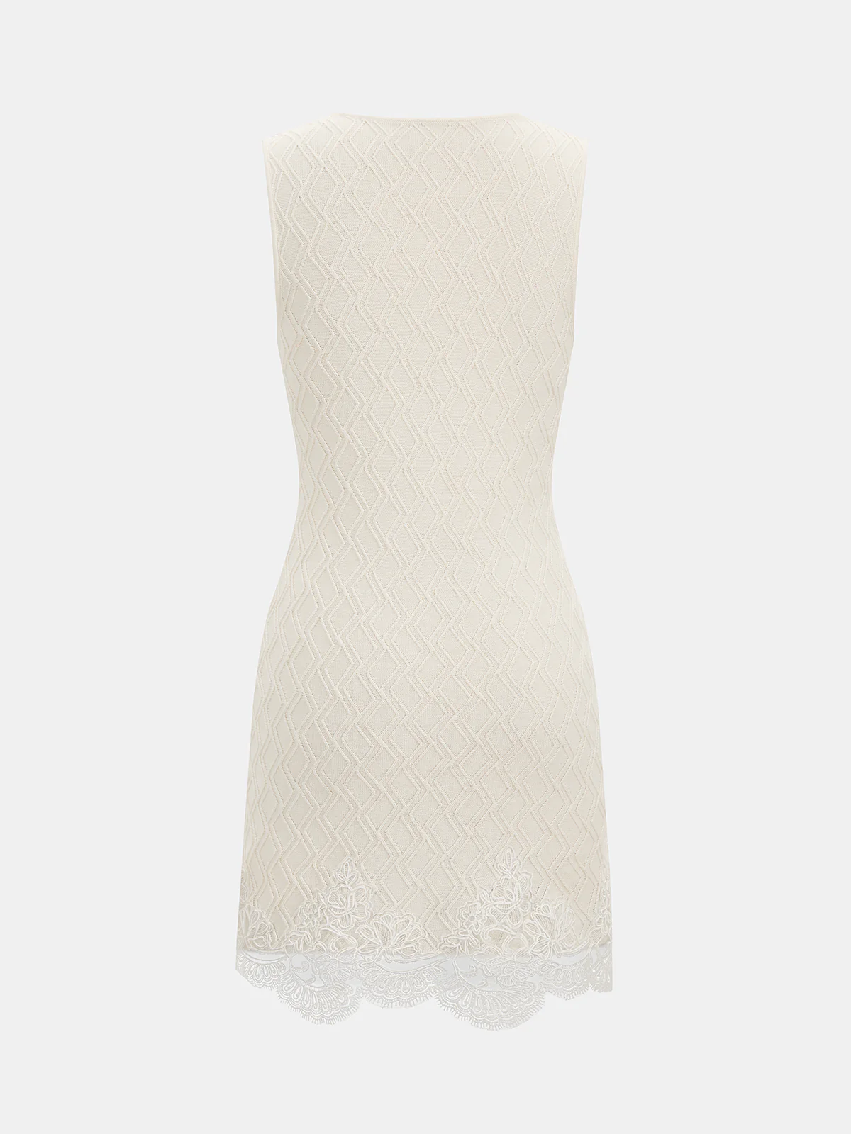 Sleeveless Textured Lace Trim Bodycon Mini Dress - Image 3