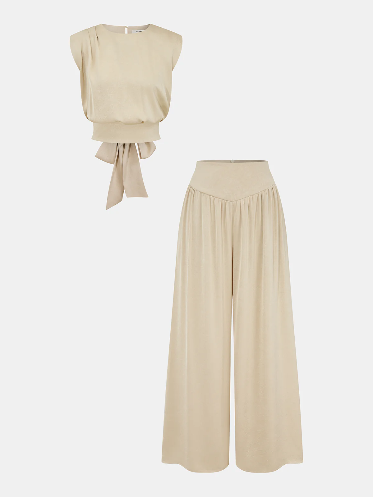 Sleeveless Tie-Waist Top & Wide-Leg Pants Set