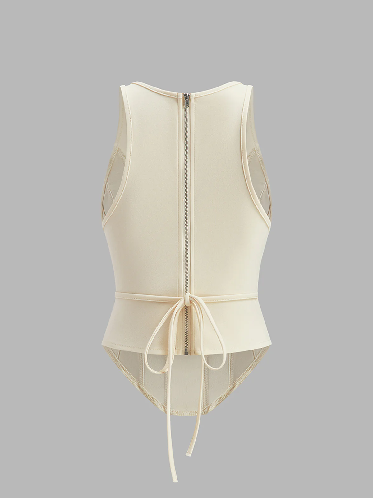 Sleeveless Tied Back Zipper Top - Image 2