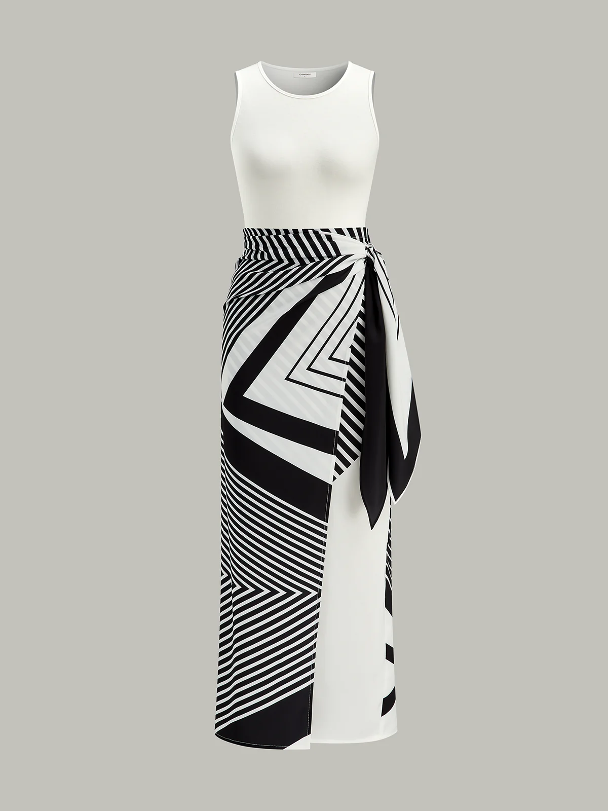 Sleeveless Top and Print Wrap Skirt Set - Image 7