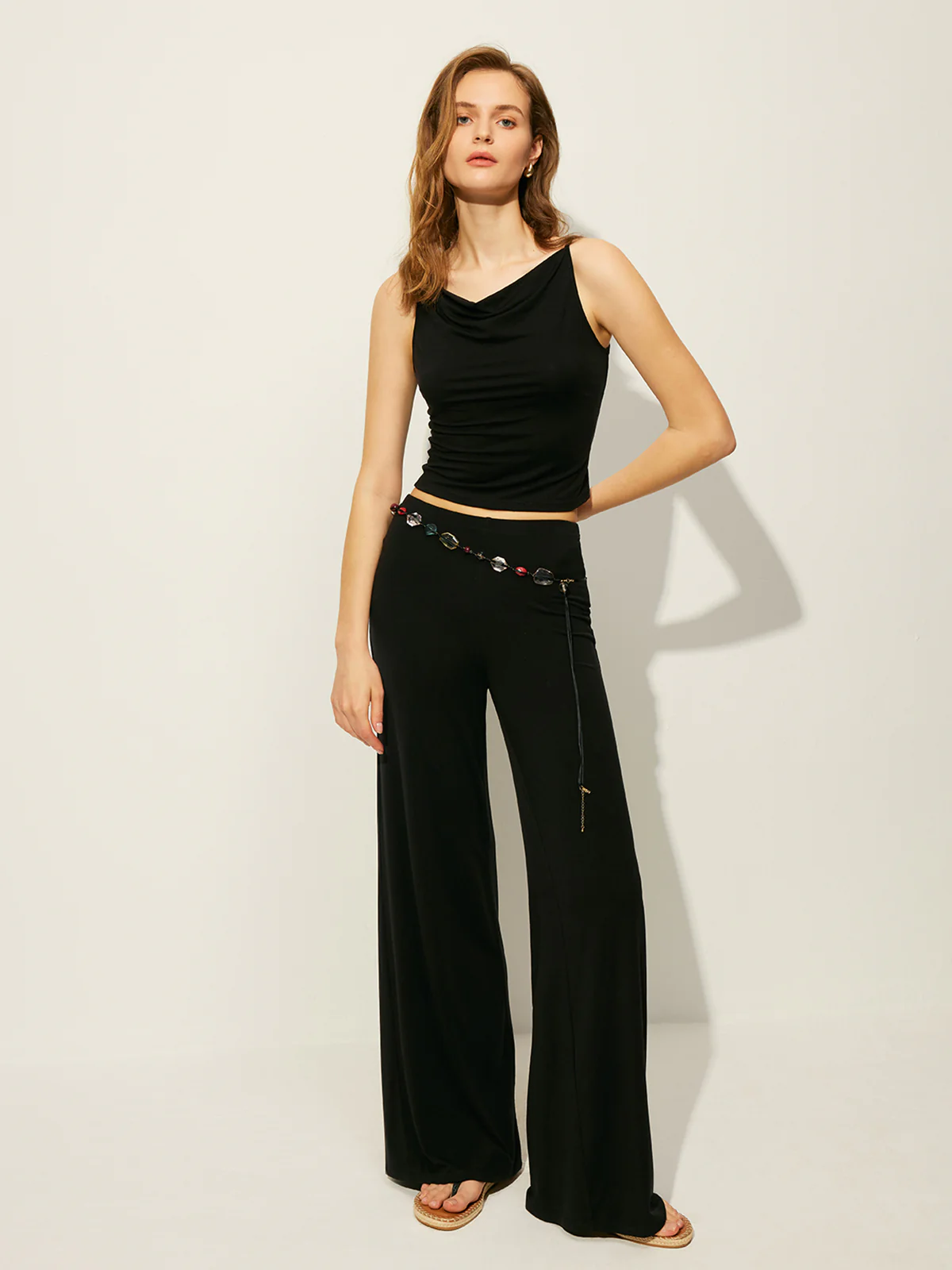 Sleeveless Top Pants Set Without Belt - Image 2