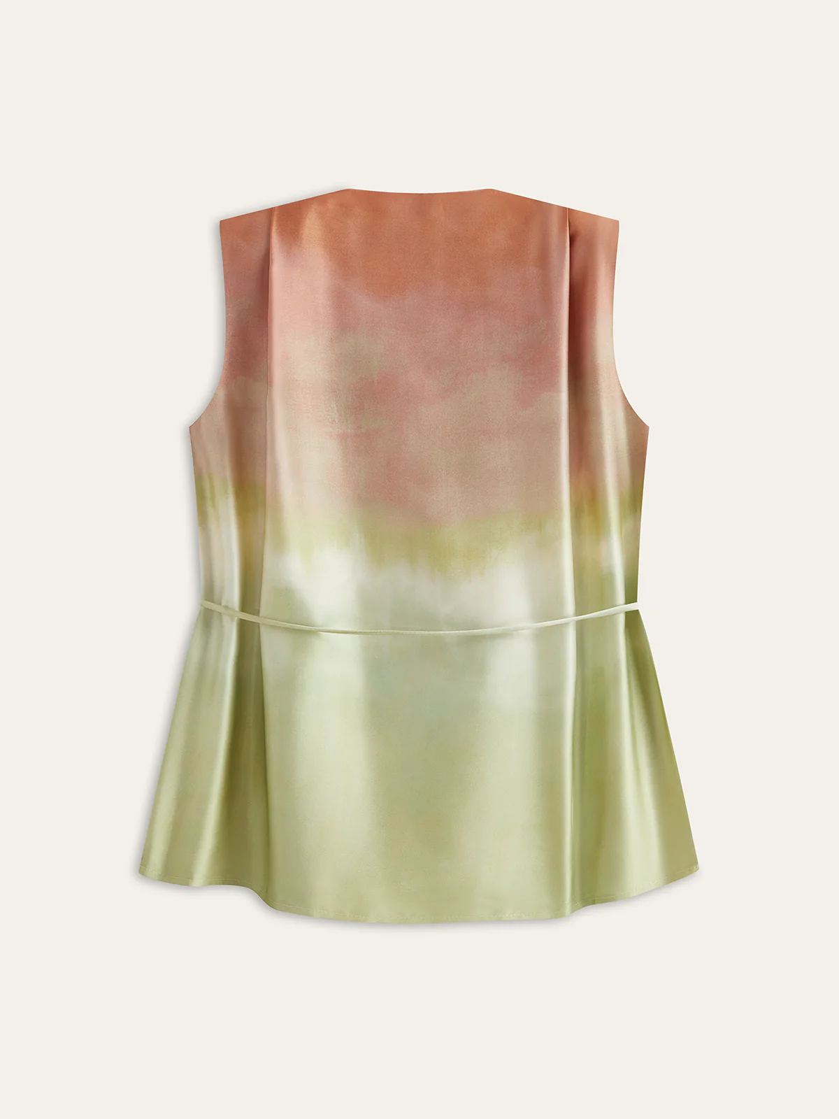 Sleeveless V-Neck Gradient Top With Tie-Waist Detail - Image 3
