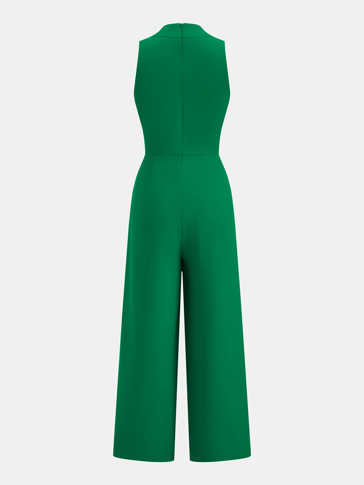 Sleeveless V-Neck Tie Waist Wide-Leg Jumpsuit - Image 2