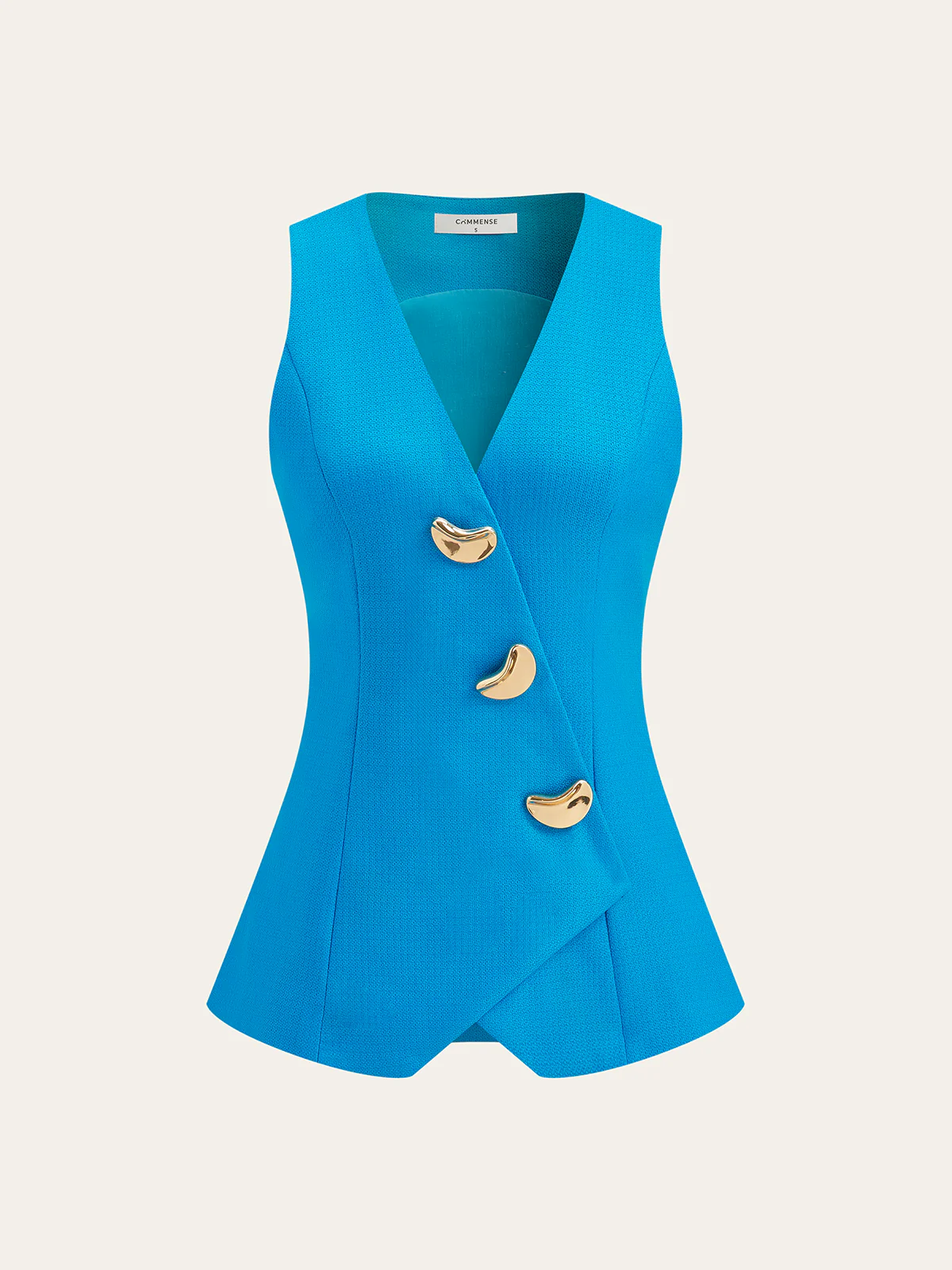 Sleeveless V-Neck Waistcoat With Metallic Buttons - Image 5