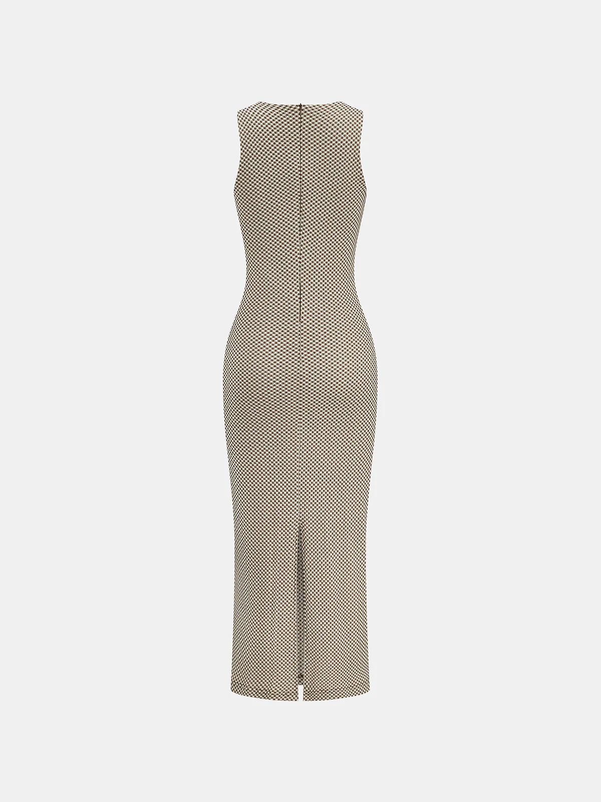 Slim Fit Checkered Sleeveless Maxi Dress - Image 2