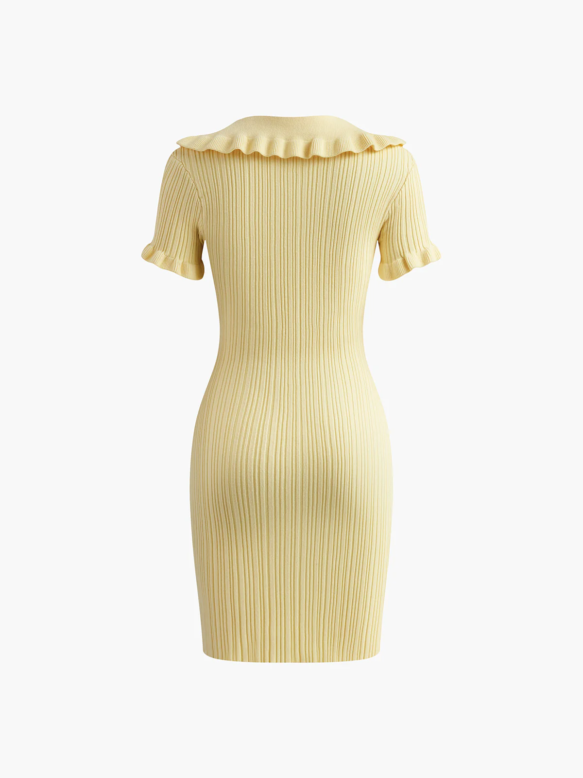 Slim Fit Collar Knit Short Dress with Metal Button - Image 4
