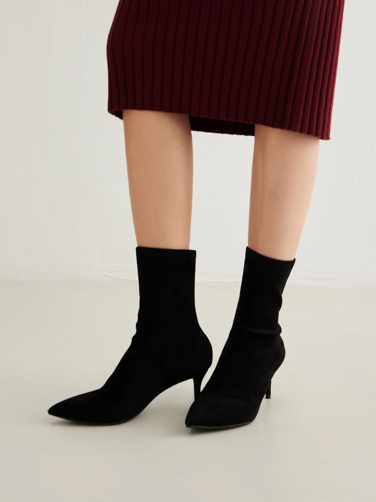 Slingback Heel Suede Ankle Boots - Image 4