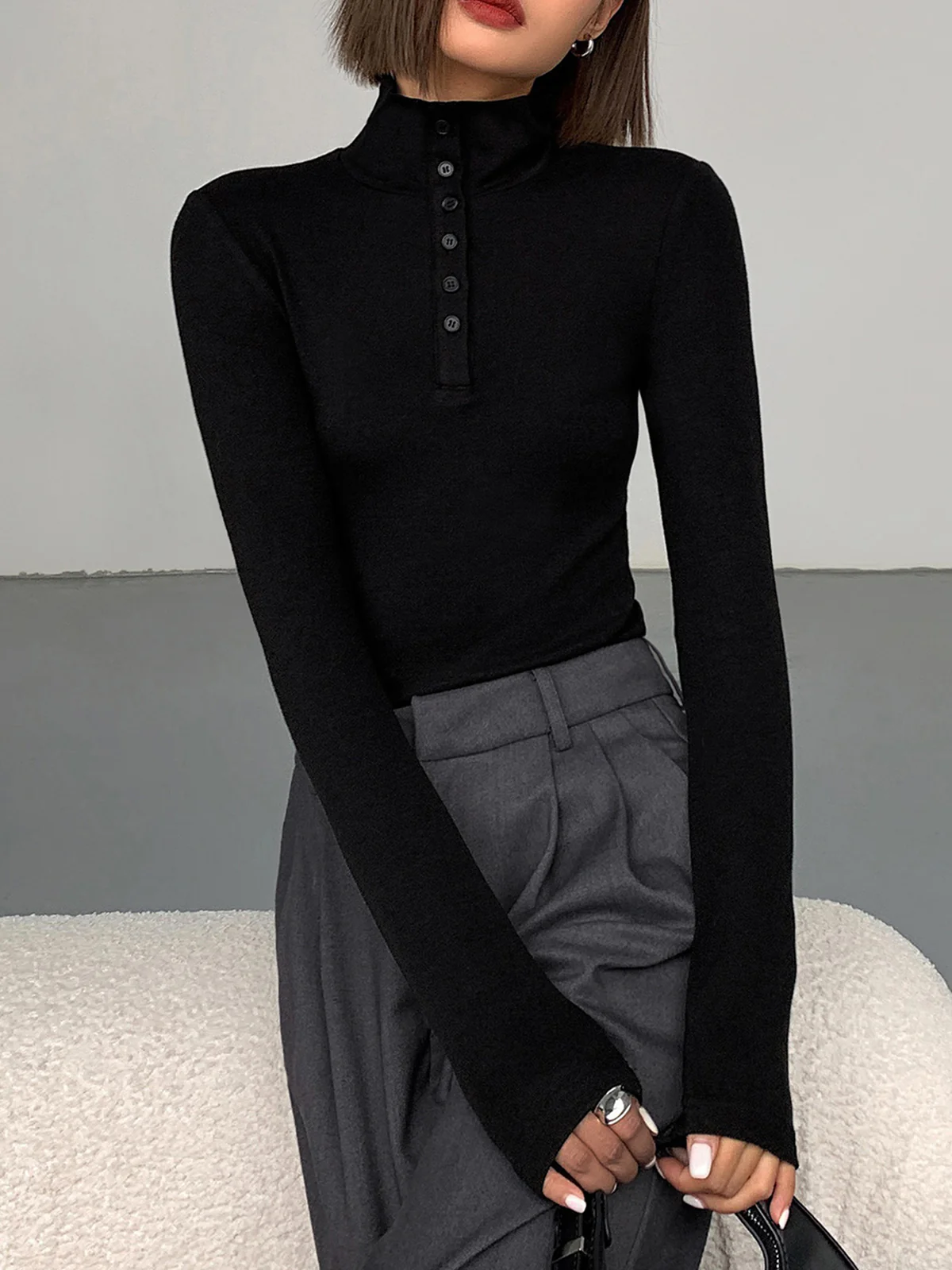 Slinky Button-up Long Sleeve Shirt - Image 5