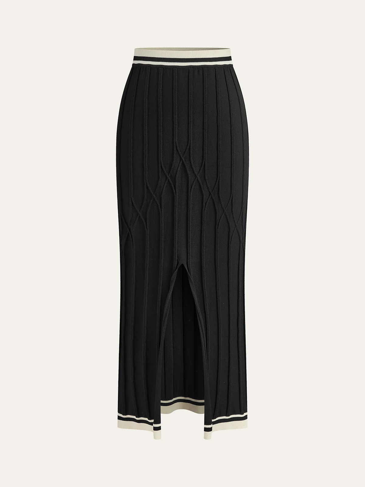 Slit-Front Textured Knit Midi Skirt - Image 2