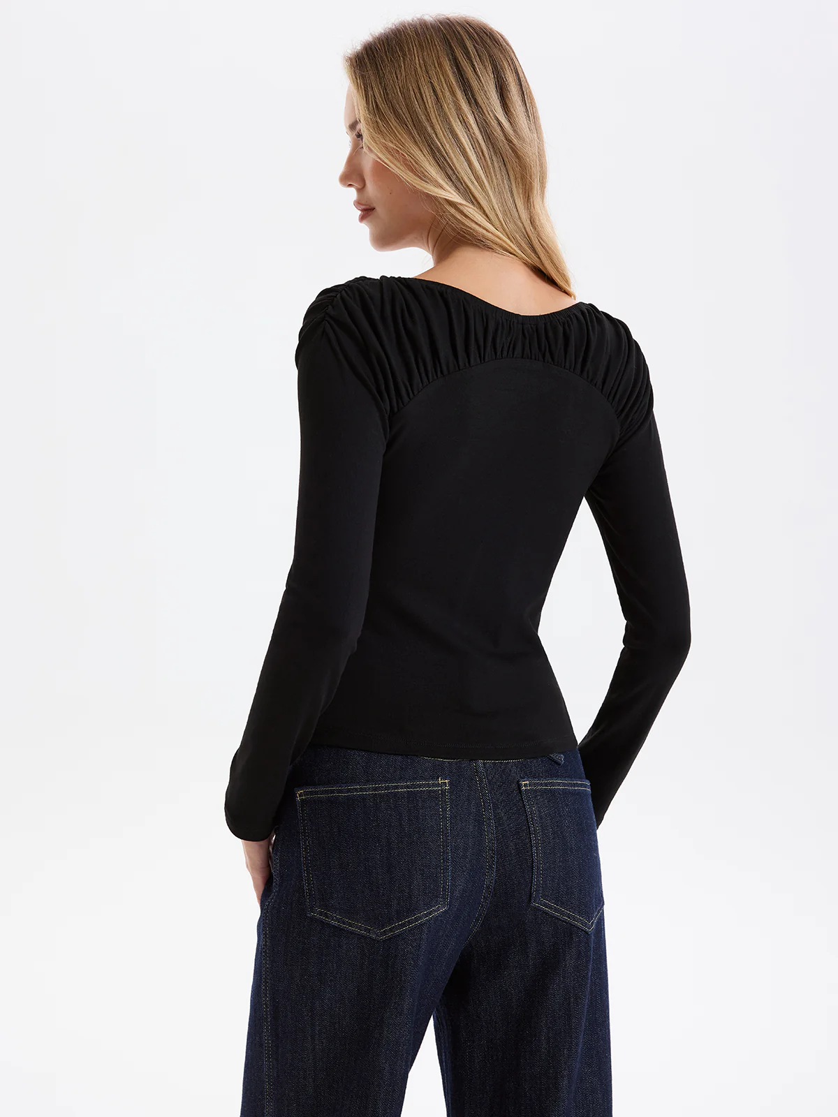 Smocked Neck Long-Sleeve Blouse - Image 5