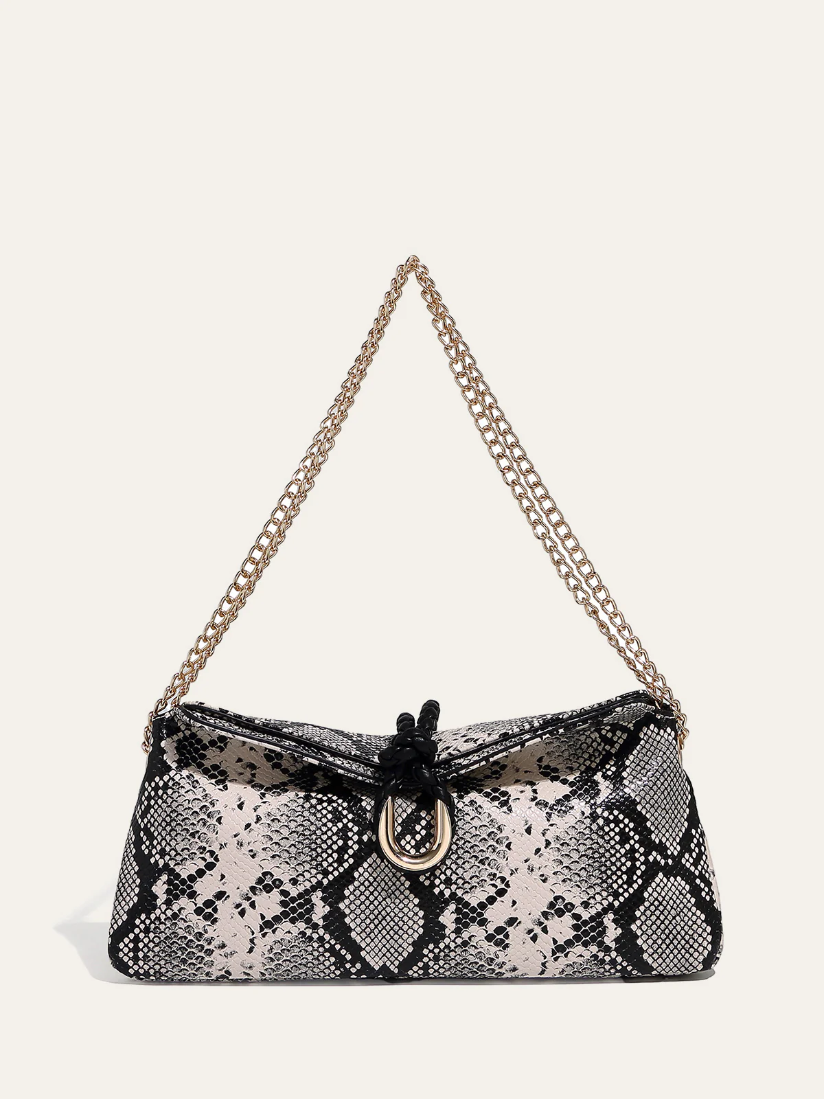 Snakeskin Patterned Chain Shoulder Bag - Image 2