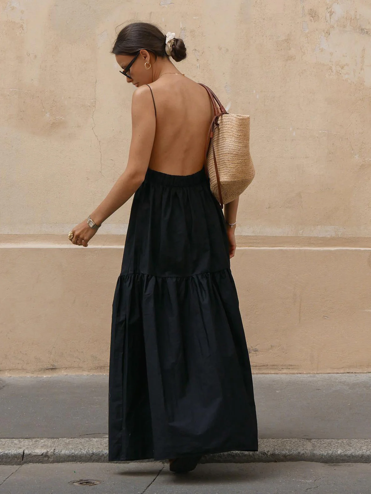 Solid Backless Long Dress - Image 2