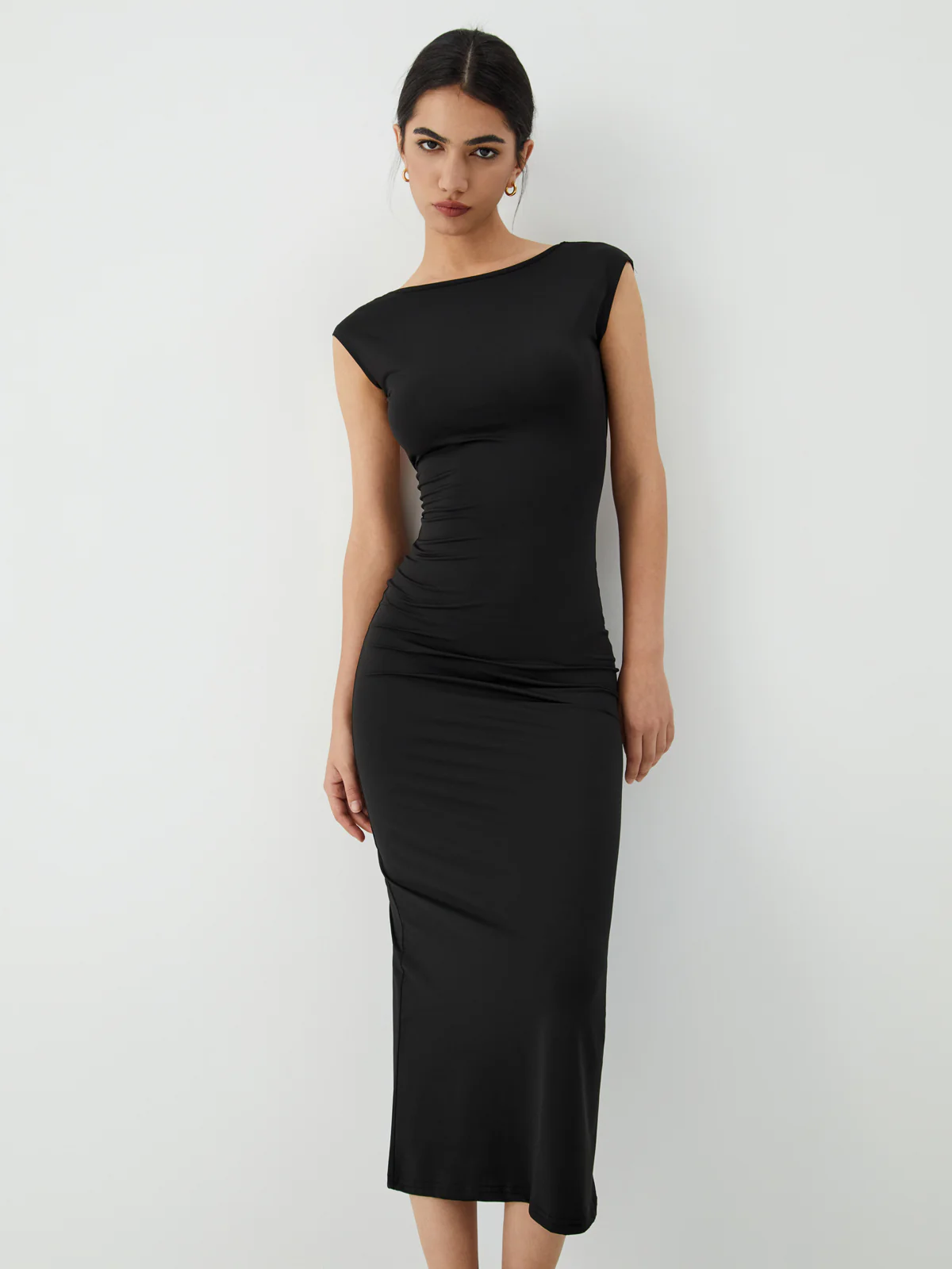 Solid Backless Midi Dress - Image 4