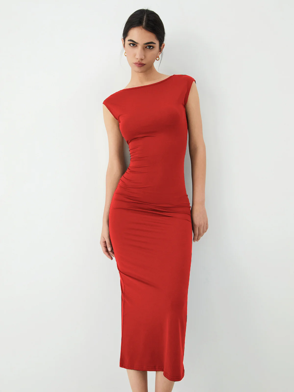 Solid Backless Midi Dress - Image 5