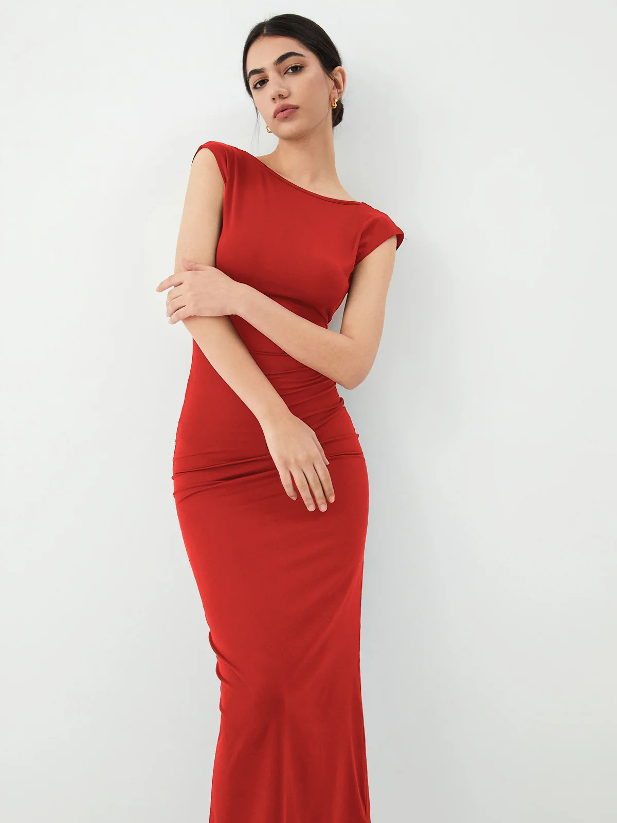 Solid Backless Midi Dress - Image 6