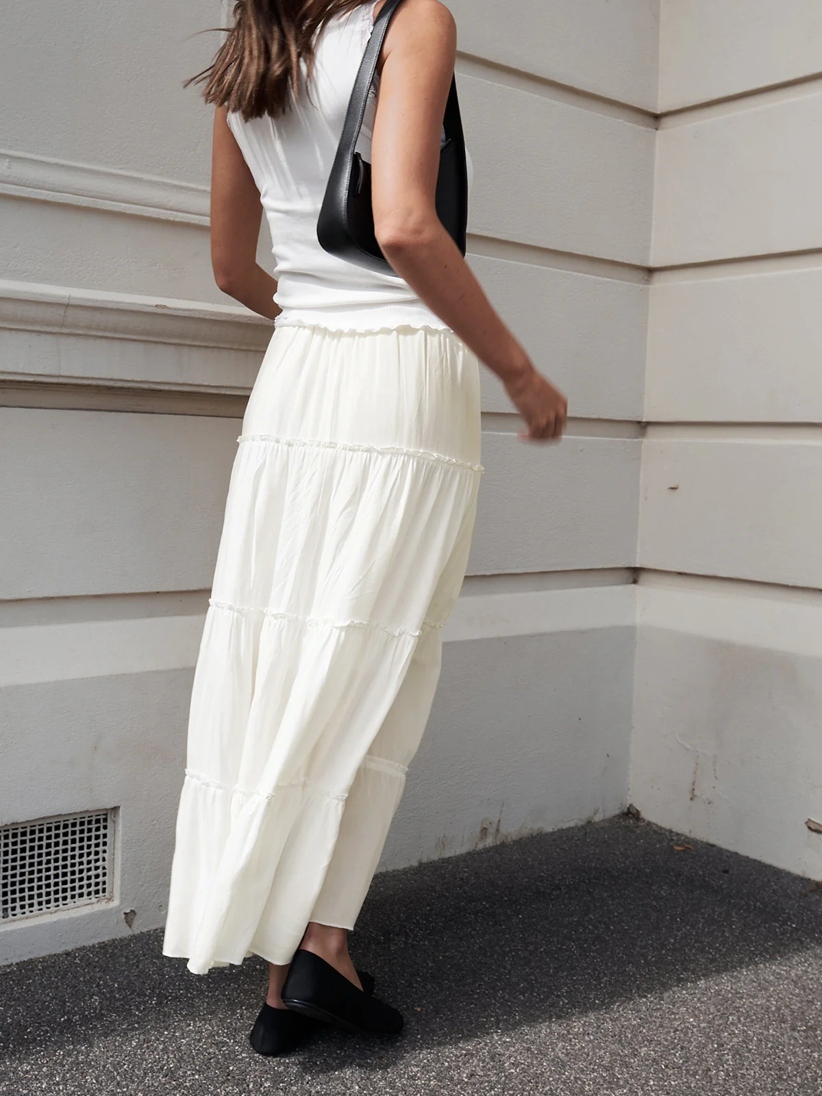Solid Layered Long Skirt - Image 3