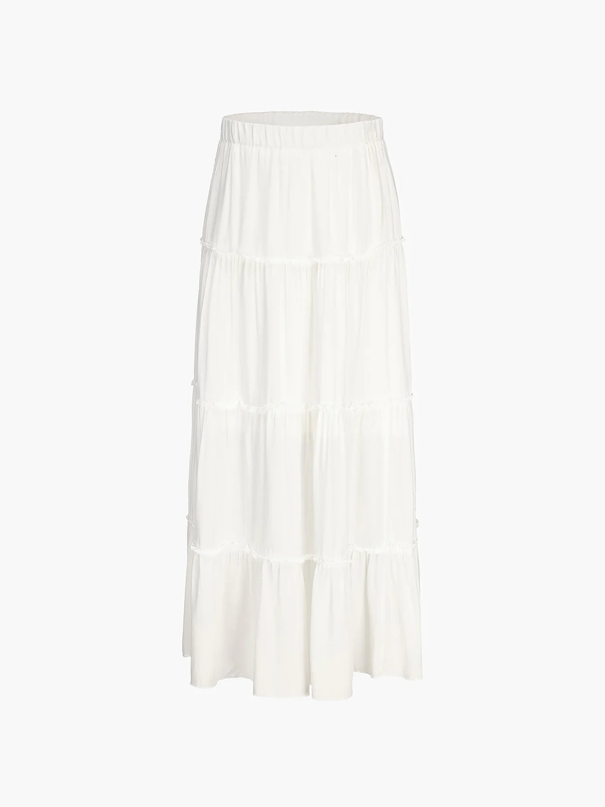 Solid Layered Long Skirt - Image 4